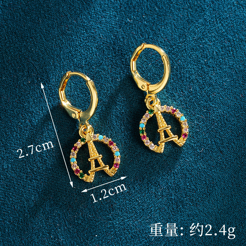 Collar de oro de arena vietnamita simple y alta sensación de aretes de la torre Eiffel lujoso ligero para mujeres no se desvanecerá el suministro de joyas