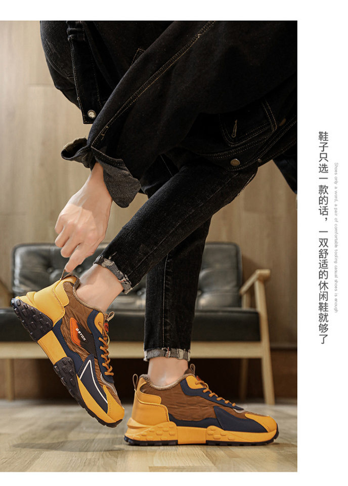 Giày nam kiểu sneaker cổ cao lót nhung dày dặn giữ ấm chống nước đế dày — Kaki, Milan, Xám đen chi tiết 13