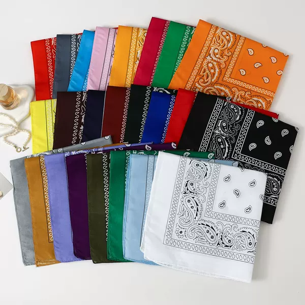 Direct sales from cross-border manufacturers: Polyester paisley square scarf, magic outdoor cycling hip-hop style headscarf, thin headband