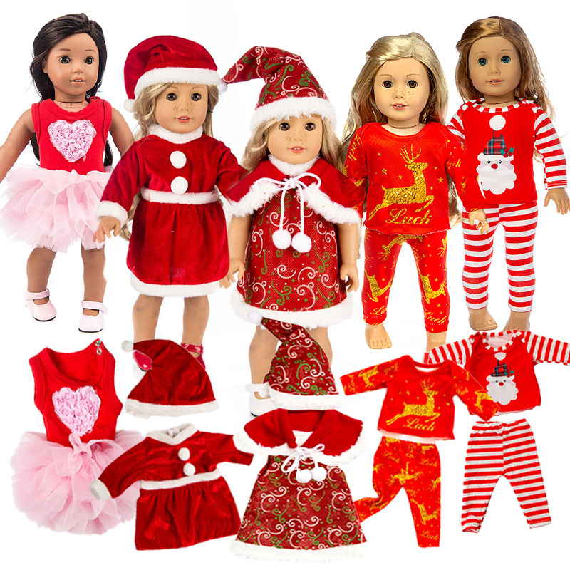 圣诞娃娃衣服45厘米美国女孩娃娃衣服洋娃娃公仔衣服换装娃衣批发