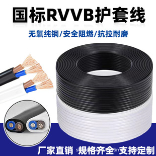 National Standard RVVB Pure Copper Parallel Wire 0.5/0.75/1/1.5/2.5/4 Square 2-core Black and White Sheathed Wire