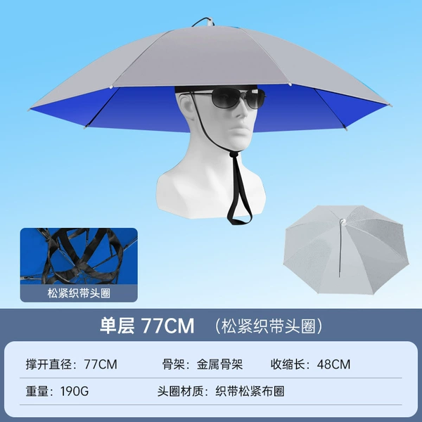 Boutique Iron Holding Hat Umbrella 77#Single -layer Inner Blue Foreign Bank