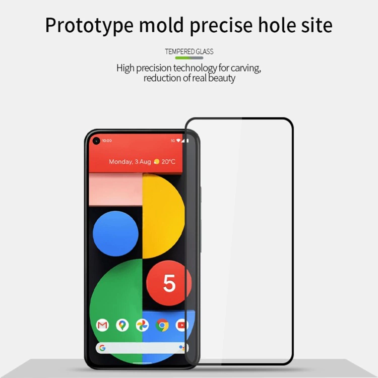 Подходит для Google Pixel 5, защитное закалённое стекло 9H 2.5D на весь экран, золотистая отделка