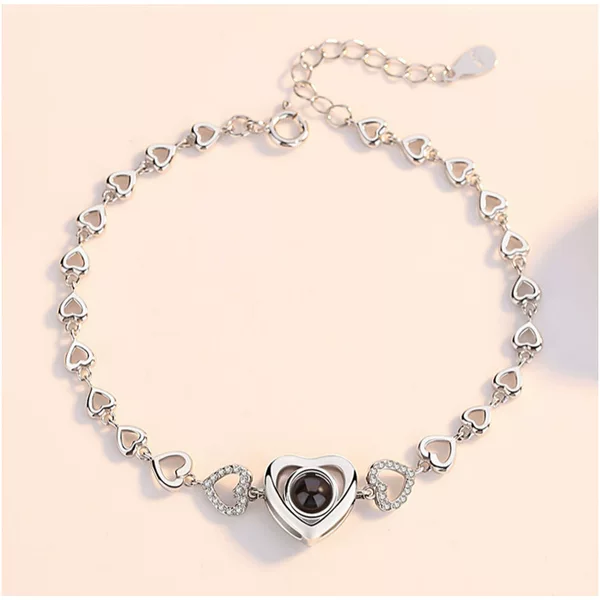 New Korean Fashion Love Projection Bracelet Women's Simple Heart-shaped 100 Languages I Love You Bracelet Jewelry