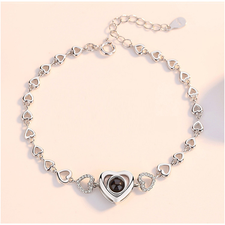 New Korean Fashion Love Projection Bracelet Women's Simple Heart-shaped 100 Languages I Love You Bracelet Jewelry New Korean Fashion Love Projection Bracelet Women's Simple Heart-shaped 100 Languages I Love You Bracelet Jewelry