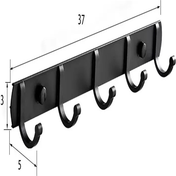 검은 색 5 열 옷 후크