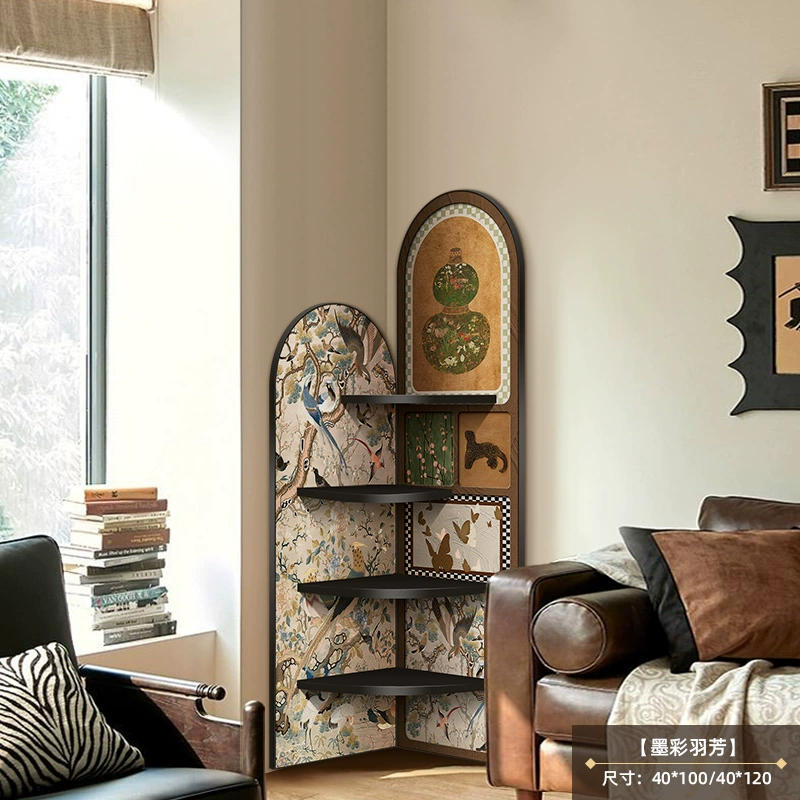 Религиозная? Medieval style floor-standing ornaments living room TV cabinet wall corner cabinet retro storage rack multi-layer triangle cabinet