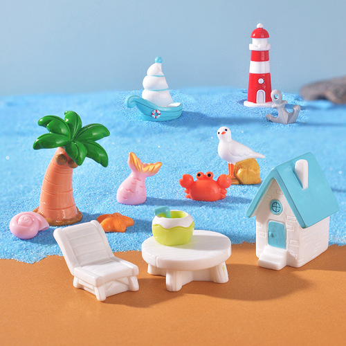 Micro-landscape Seashore Resin Miniature Decor Lighthouse Beach Style Fish Tank Aquarium DIY Micro-landscape Ornament