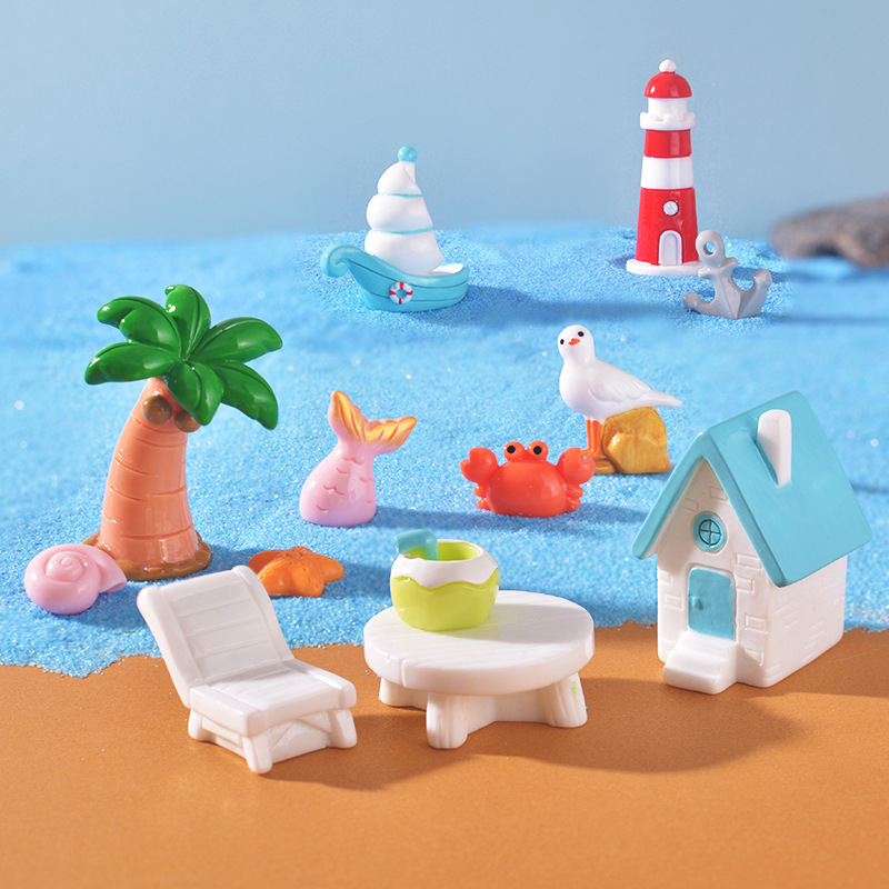 Cross-Border Micro-Landscape Beach Lighthouse Beach-Style Fish Tank Aquarium Decoration DIY Resin Small Ornaments