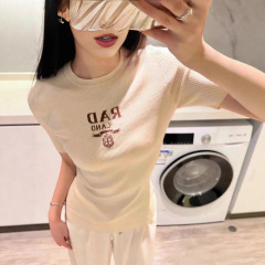 非市場商品-深セン南油高級女装微標刺繍小香風修身ウール半袖ニット上着