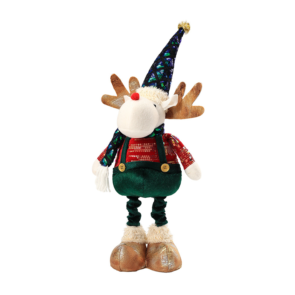 Cross-border Santa Claus muñeco de nieve alce adorno pierna retráctil muñeca ventana de Navidad decoración del hogar regalo