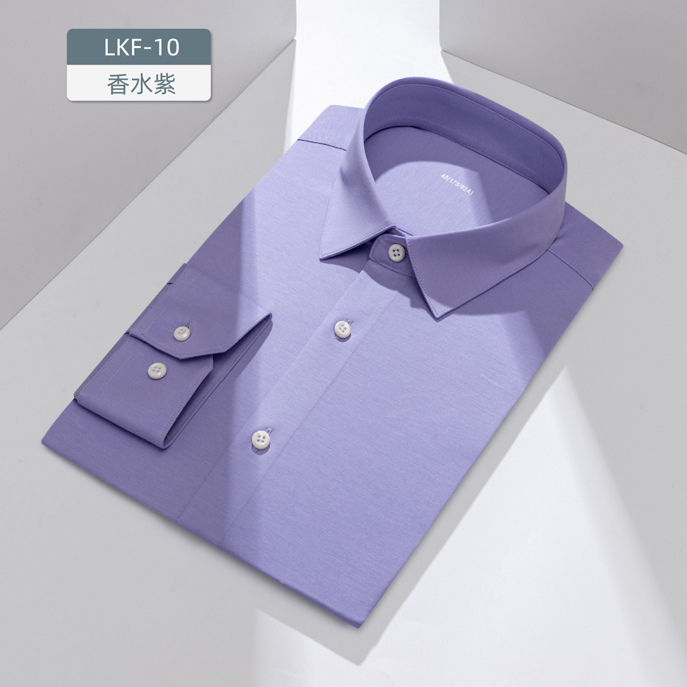Camisas personalizadas privadas de seda de jade de alta calidad de algodón de punto de cuatro lados para hombres de manga larga 100 camisas de alta elasticidad