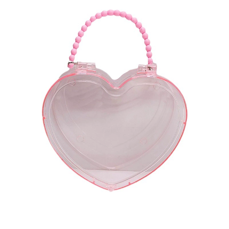 Сладкая Милая прозрачная сумка в форме сердца, детская ручная работа, основной корпус, Портативная сумка для хранения ювелирных изделий в форме сердца