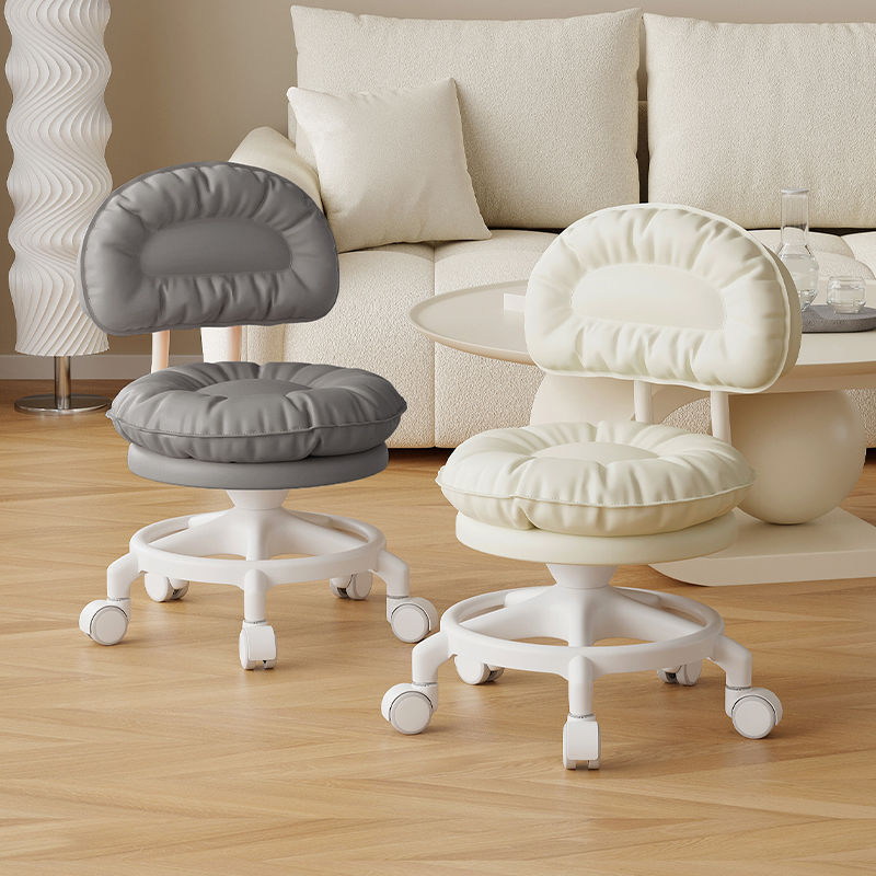 Rueda universal pequeño taburete polea respaldo taburete corto para niños pequeños taburete redondo zapatos de cambio de banco casero rotación silenciosa