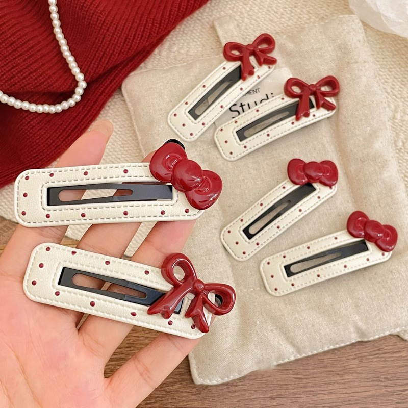 Correo rojo ondulado punto arco dulce corteza broca de cabello bb lateral broca de cabello broca de cabello niños rotos broca de cabello