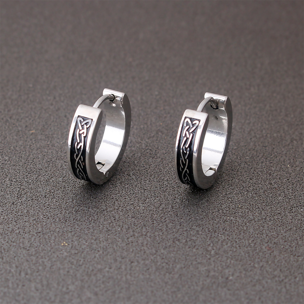 European and American fashion punk Viking symbol titanium steel Women's ear ring ear buckle earrings Simple Men's personalized earrings cross-border wholesale
