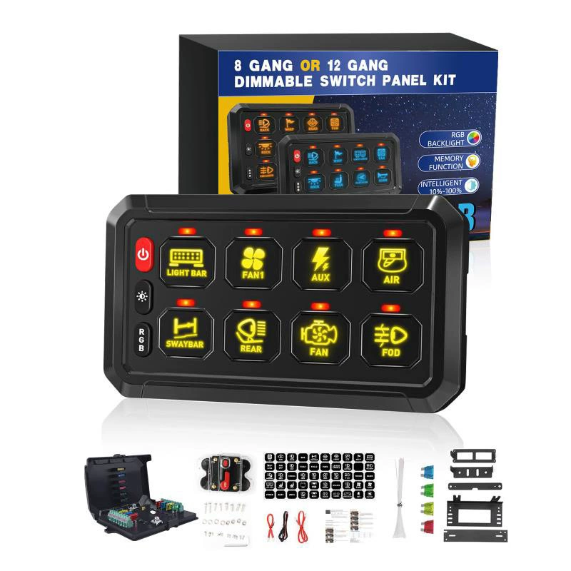 Восьмикнопочная Сенсорная панель переключателя, подходящая для автомобильной яхты RV Jeep Wrangler, модифицированного синего Красного зеленого цвета