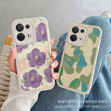 opporeno8手机壳k10新款a57清新花朵a96油画a32全包防摔适用4硅胶