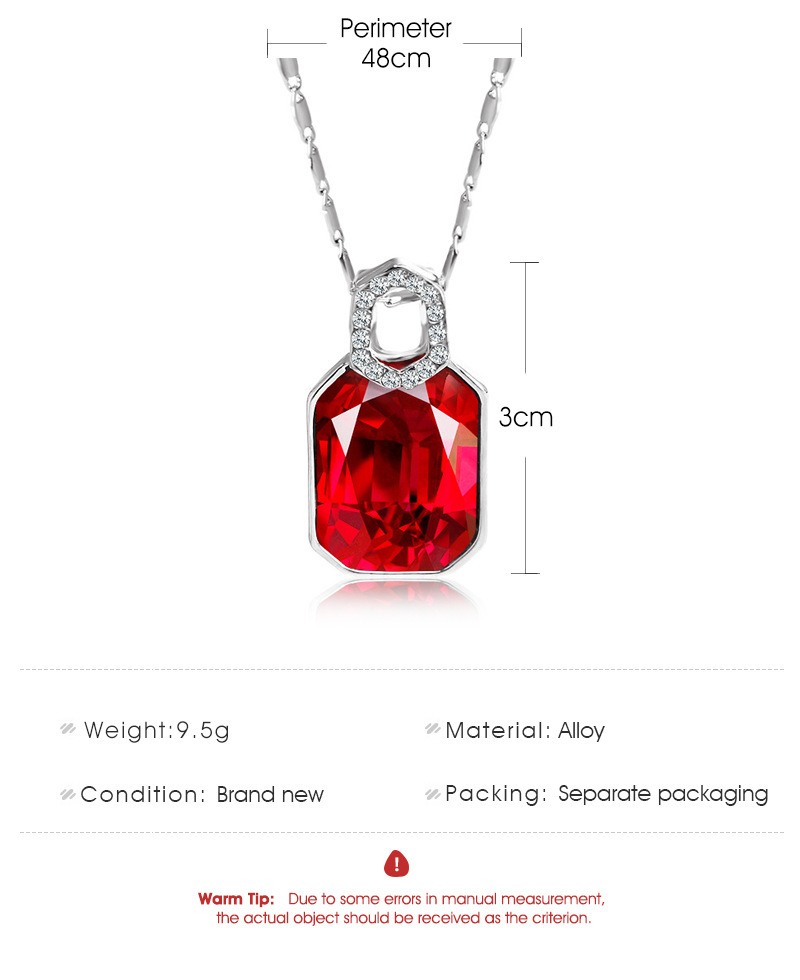 Crystal Geometric Square Pendant Necklace With Long Sweater Chain_voghion.com