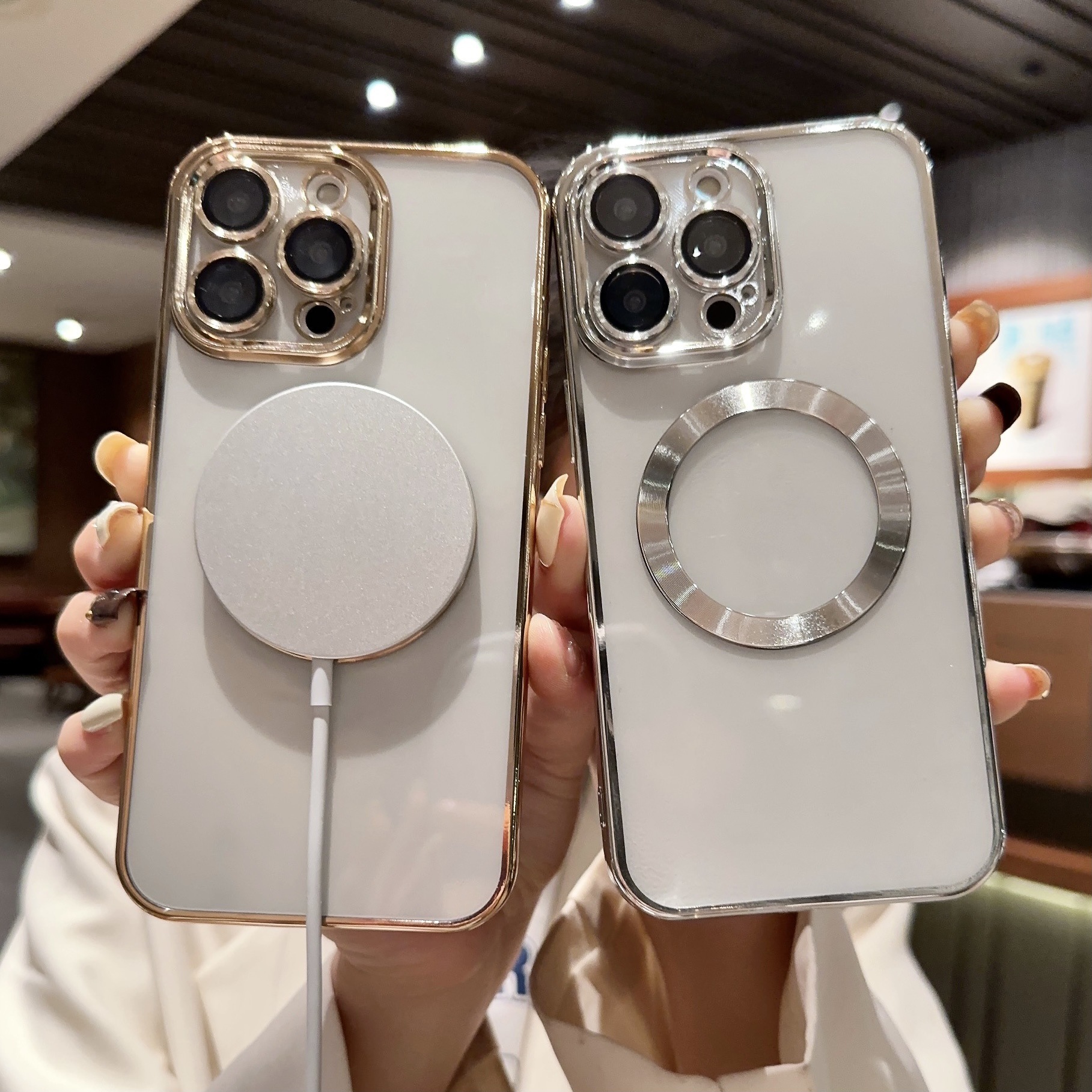 Magnético galvanizado para iPhone17promax caso de teléfono celular transparente película de lente manzana 12 todo incluido caso a prueba de caídas 11