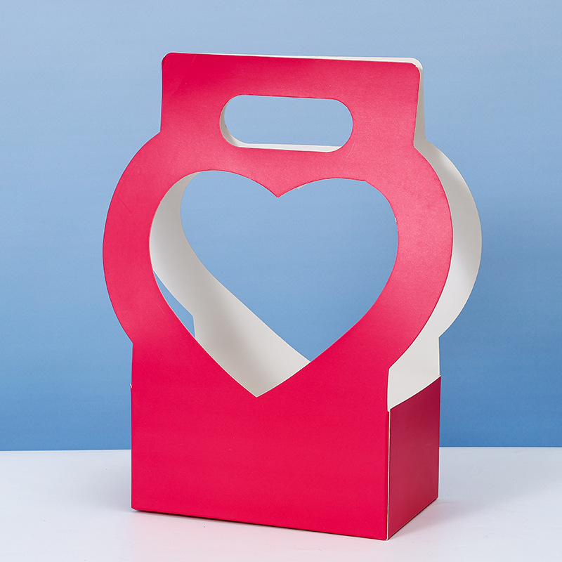 Caja de embalaje de flores creativas de amor Caja de mano de flores de papel del día de la madre Caja de regalo de vacaciones de flores huecas