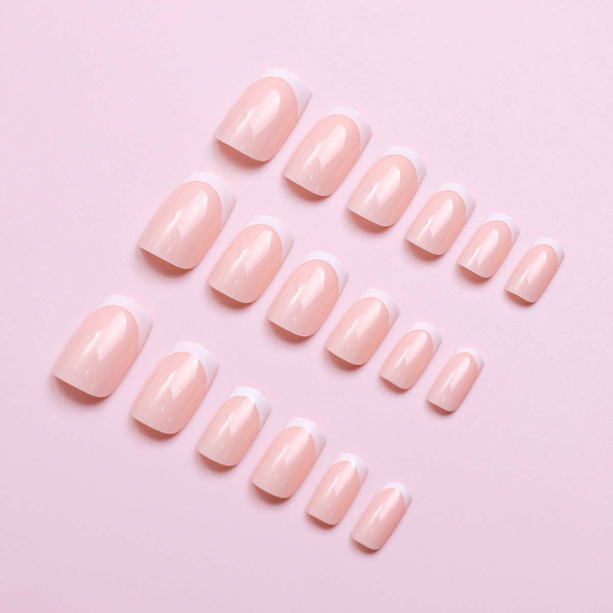 120 piezas en caja desnudas rosadas francesas líneas de bordado blanco simple versátil desmontable al por mayor