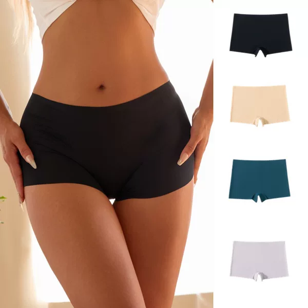 New European Size Women's Boxer Pants Ice Silk Seamless Underwear Women's Breathable High Elastic Leggings Safety Pants Not Hanging