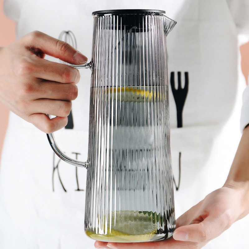 Fábrica al por mayor de alta borosilicona vidrio fría tetera de agua fría moderna simple doméstica de gran capacidad bebida fría tetera de agua fría