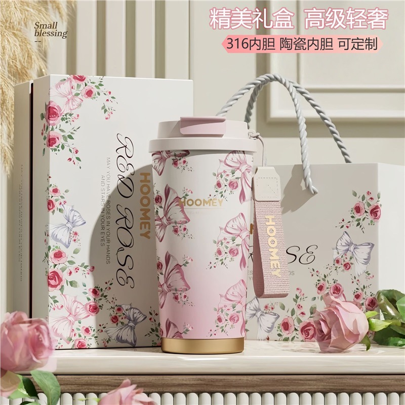 高颜值创意咖啡杯轻奢高级316不锈钢保温杯随行陶瓷水杯礼品定制