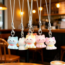 新款卡通小猫手机链可爱树脂钥匙扣少女学生包包挂件情侣闺蜜礼物