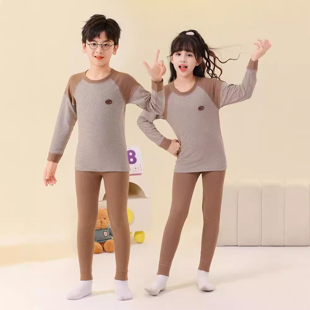 어린이 열 속옷 겨울 캐시미어 울 실크 파자마 소년 소녀 가을 옷 긴 바지 세트