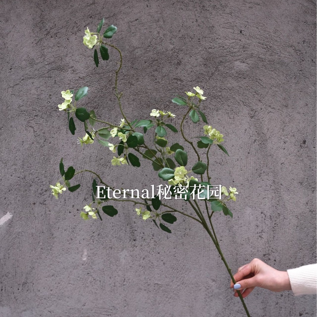 2025 New Style Artificial Apricot Blossom Vine Green Plant Small Floral Pattern Five-Leaf Clover Artificial Flowers Natural Style Floral Art Cross-border Wholesale