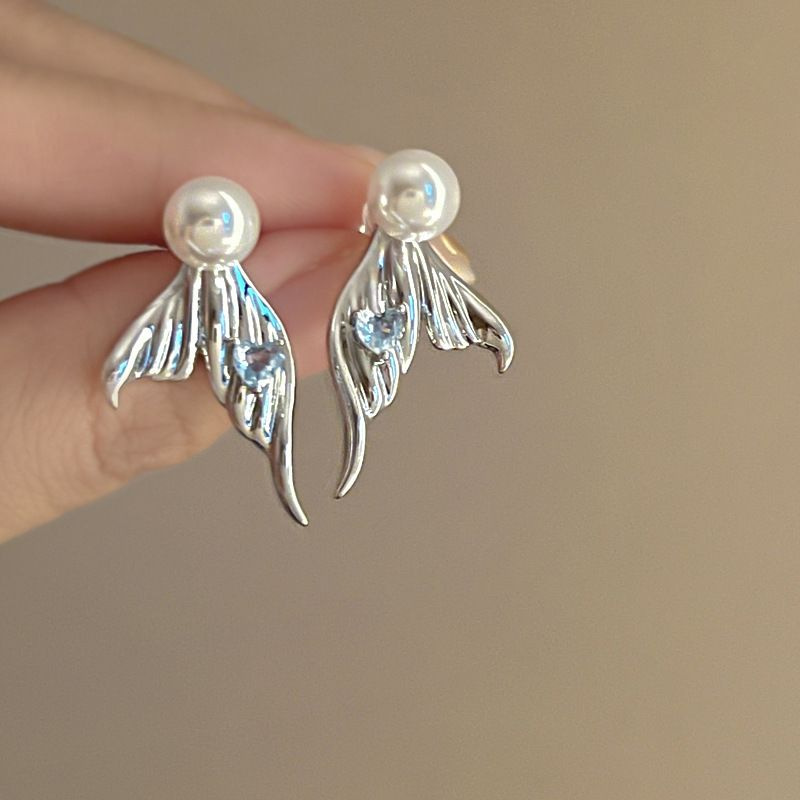 Aguja de plata diamantes geométricos aretes de perlas redondos ligeros de lujo de alta calidad pernos de orejas de estilo francés temperamento femenino orejas de nicho mayorista image 76
