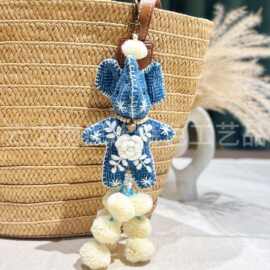 东南亚泰国手工刺绣布艺大象纪念品特色民族风包挂挂件流苏礼物