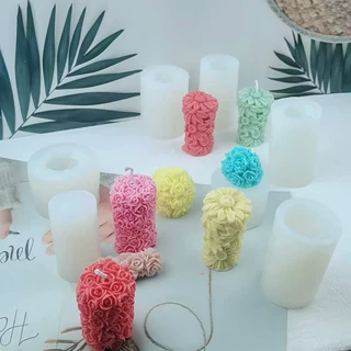 美多多DIY硅胶模具玫瑰花/太阳花柱圆香薰蜡烛巧克力烘焙蛋糕装饰