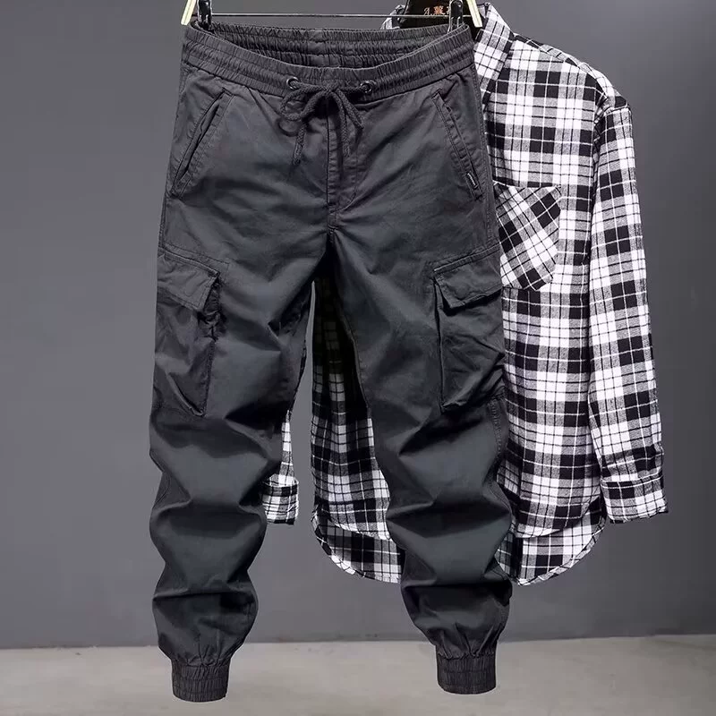 Внешняя торговля Новые военные комбинезоны мужские модные брендовые свободные брюки с несколькими карманами и завязками на щиколотке уличные повседневные брюки для альпинизма мужские