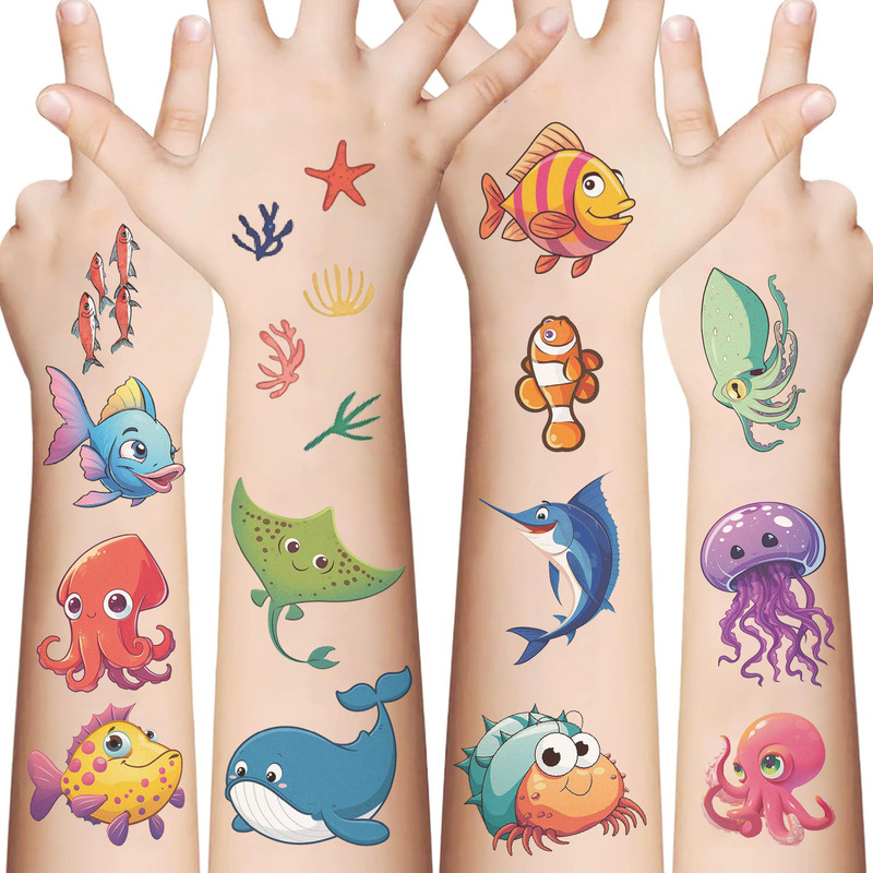 10 new cross-border marine biological tattoo simulation tattoo disposable waterproof arm temporary decorative stickers 10 new cross-border marine biological tattoo simulation tattoo disposable waterproof arm temporary decorative stickers