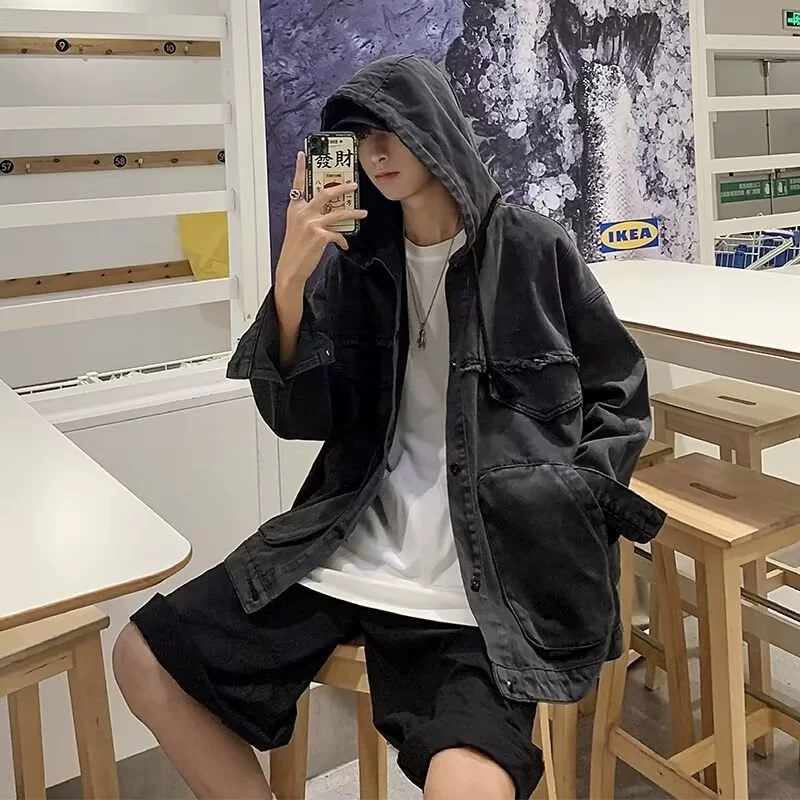 Весенняя и осенняя джинсовая куртка мужская корейская версия тренда ins гонконгский ветер повседневный