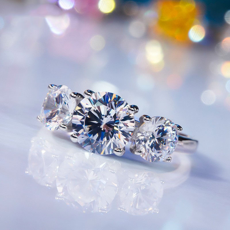 925纯银三生石戒指女D色莫桑石欧美时尚款指环戒指托厂家现货批发