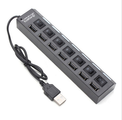Cross-border USB hub extender 7-port hub black and white with switch light hub 4-port dock