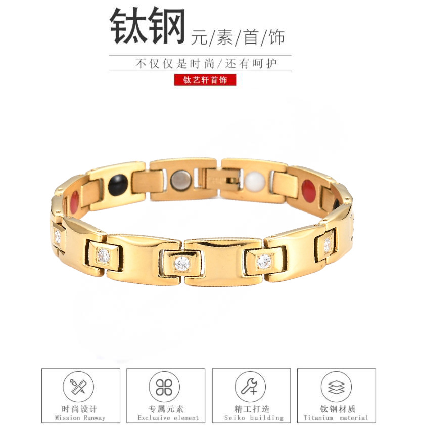 Titanium Steel Stainless Steel Bracelet Jewelry Pure Titanium Germanium Stone Couple Bracelets Wholesale in Stock Chain 501~502 Stackable Wear