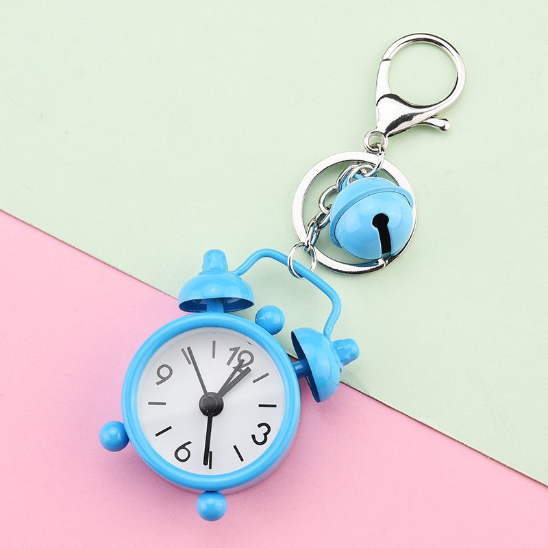 Creativo mini reloj de alarma llavero dibujos animados lindo coche pareja exquisita bolsa colgante pequeño regalo