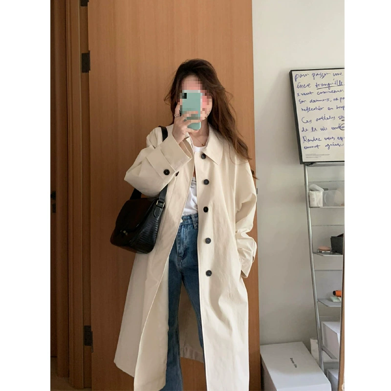 Демисезонное trench coat, длинная ретро-куртка, до колена, для подростков
