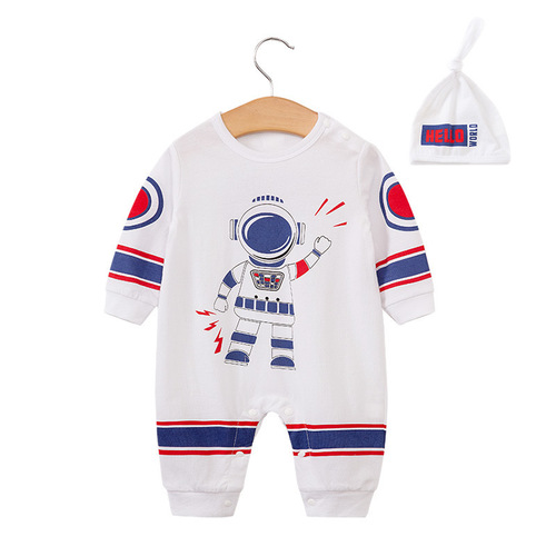 Baby onesie with long sleeves and a hat for summer, cartoon cute and super adorable, crawler suit, drop shipping one piece
