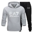 Light gray + black pants + white label