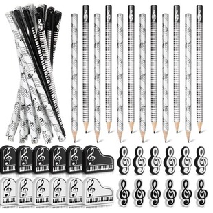 Elementary School student hexagonal pencil music stationery musical note pencil music class creative student pencil piano pencil black and white