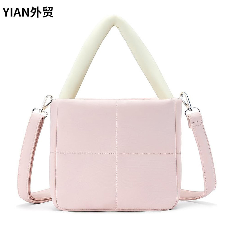 New Ladies Crossbody Bag Nylon Quilted Shoulder Bag Designer Handbag with Adjustable Removable Shoulder Strap