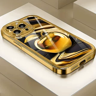 适用苹果16手机壳瞳眼玻璃壳iPhone15promax电镀金高级个性12/14