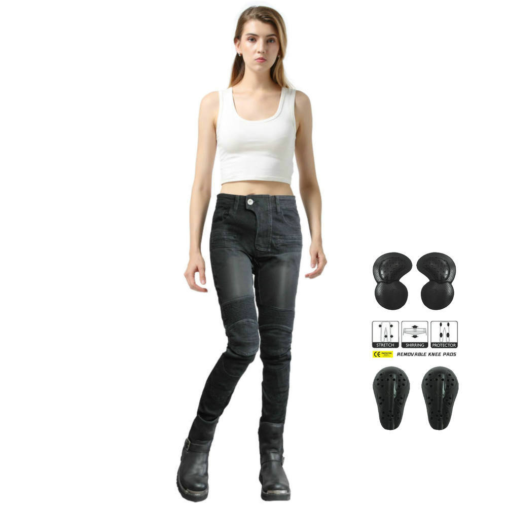 Volero verano motocicleta anti-caída pantalones motocicleta jeans de las mujeres motocicleta transpirable ciclismo pantalones actualización engranaje protector