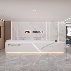 公司前台接待台现代简约酒店大厅物业烤漆吧台办公室工作桌收银台
